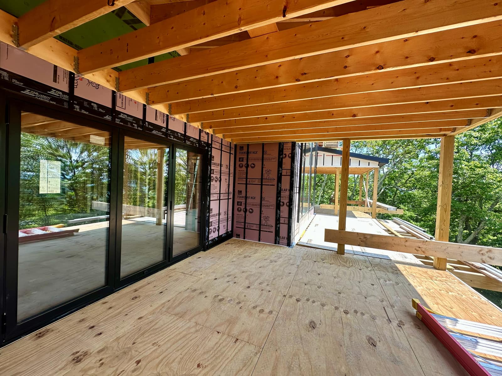 ConceptFolding 68 bifold doors - four leaves that stack to one side to open the deck elevation completely.