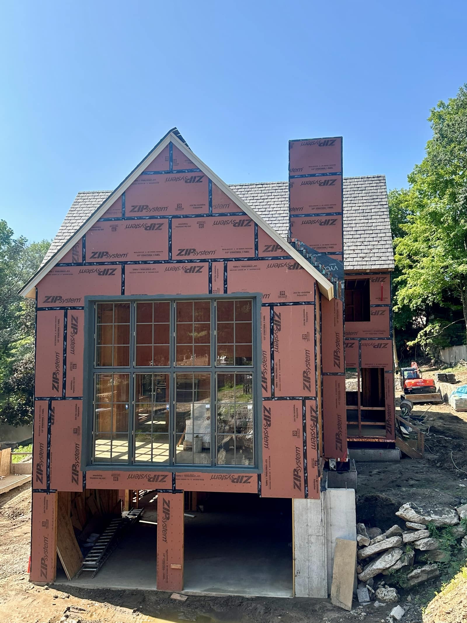 Steel-look aluminum gable window with simulated divided lights installed on a Greenwich, CT custom home