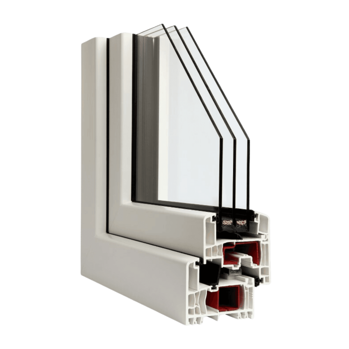 Kombisystem PVC profile cutaway in white