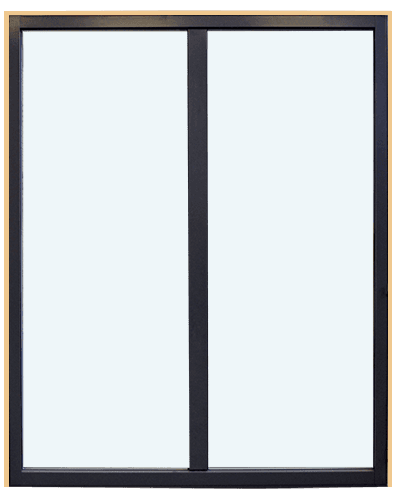 Synergic concealed-sash aluminum-clad wood window seen from the exterior