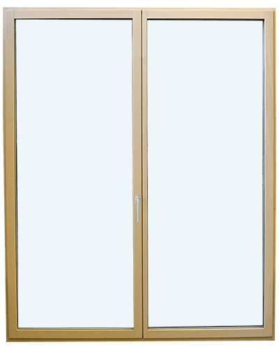 Interior of a Synergic aluminum-clad wood window: stained timber frame