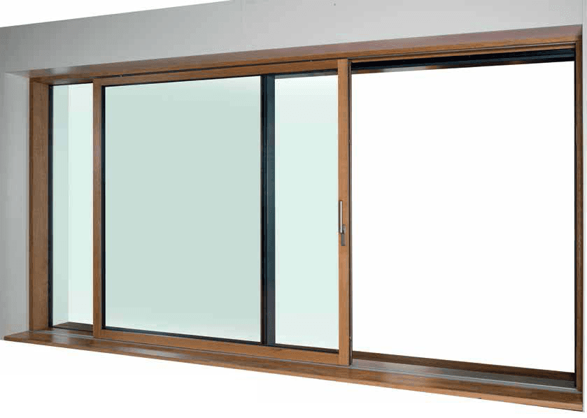 Timber Lift & Slide door in timber with a moving panel
