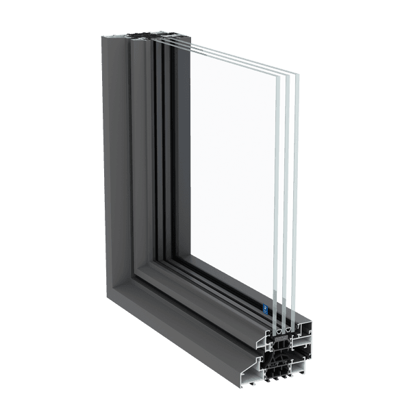 SlimLine 38 Classic frame corner with sloping profile face and glazing section